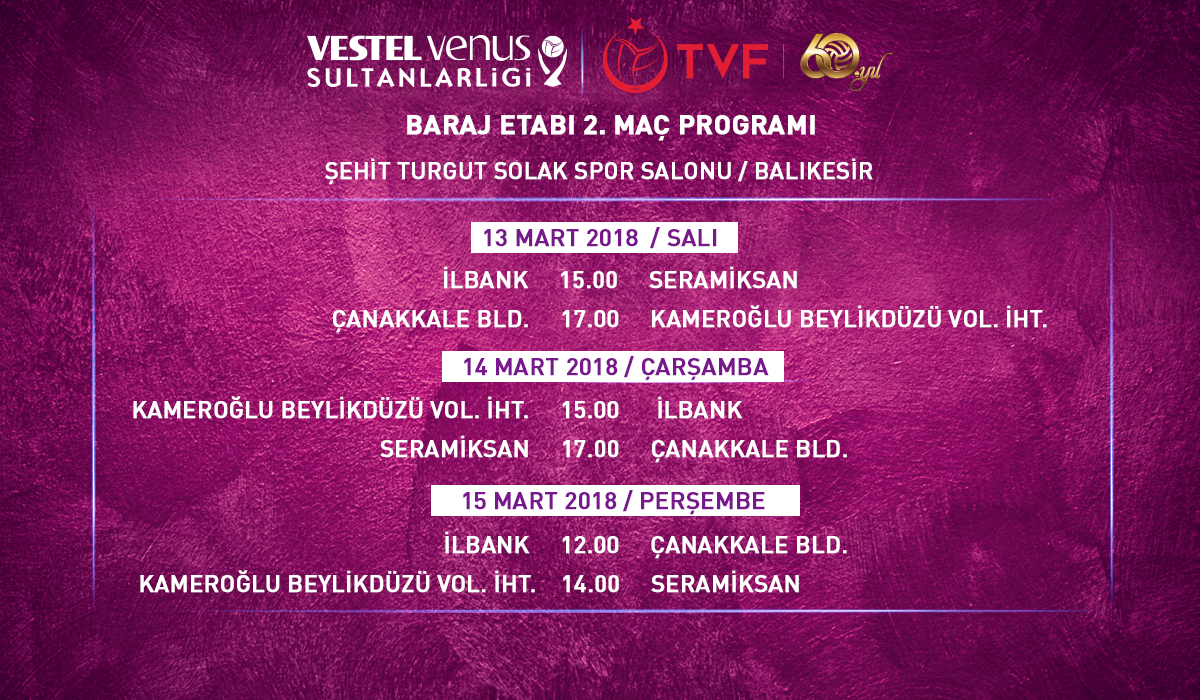 Vestel Venus Sultanlar Ligi Baraj Etabı İkinci Devre Karşılaşmaları Başlıyor