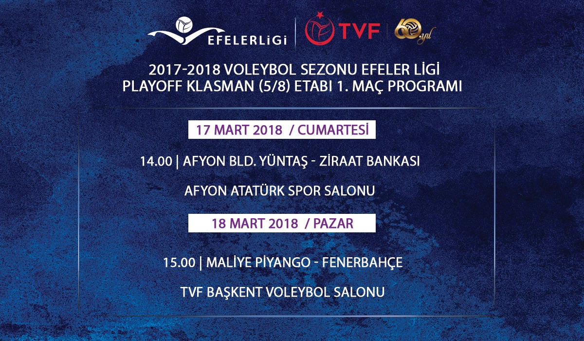 Efeler Ligi Play-off 5/8.'lik (Klasman) Etabı Maçları Başlıyor