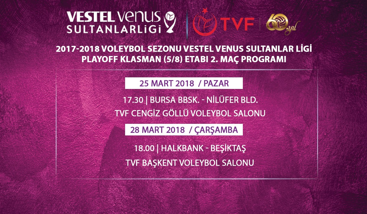 Vestel Venus Sultanlar Ligi Play-off 5/8.’lik (Klasman) Etabı İkinci Maçları Başlıyor