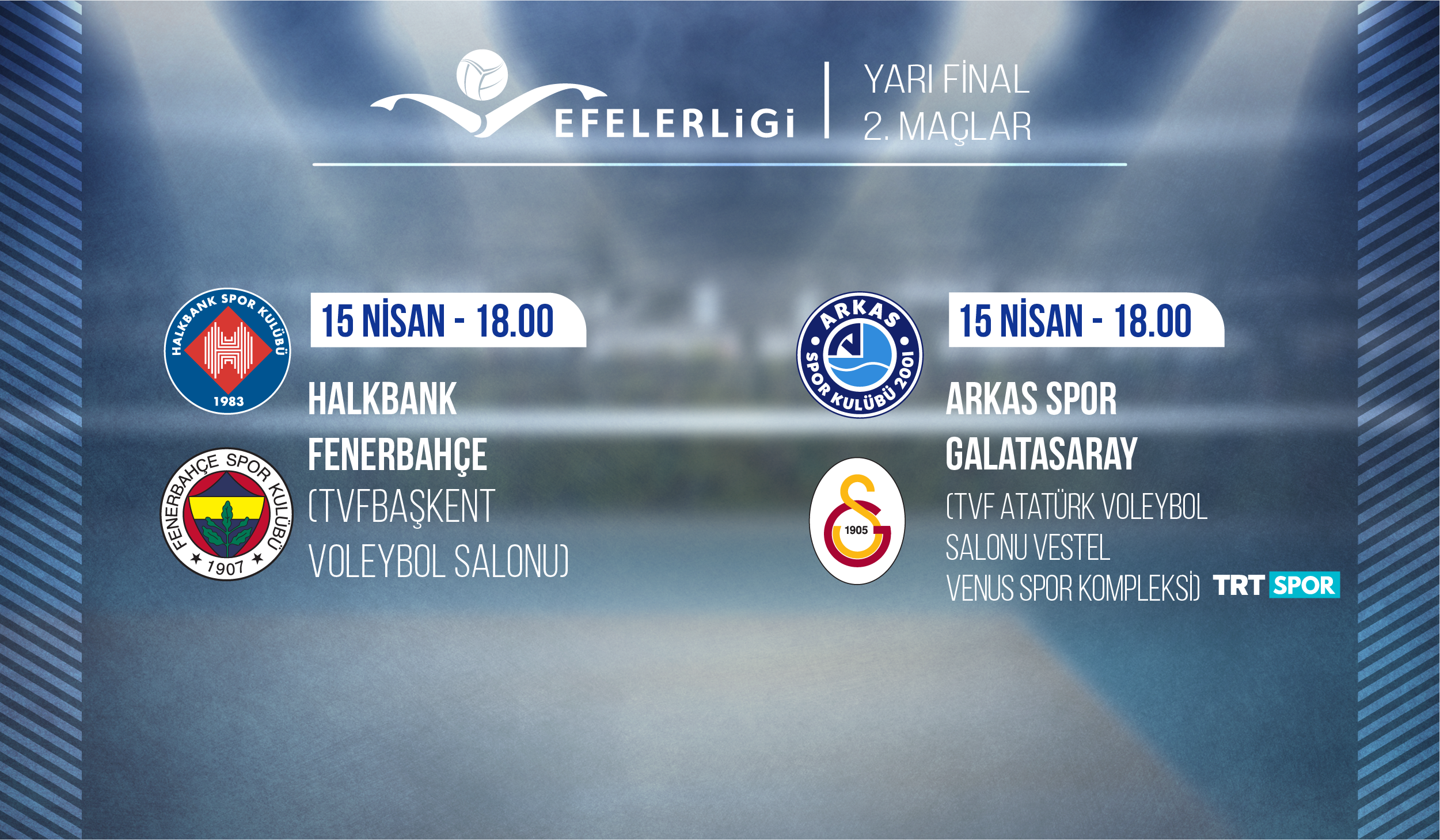 Efeler Ligi Play-off Yarı Final Etabı İkinci Karşılaşmaları Başlıyor