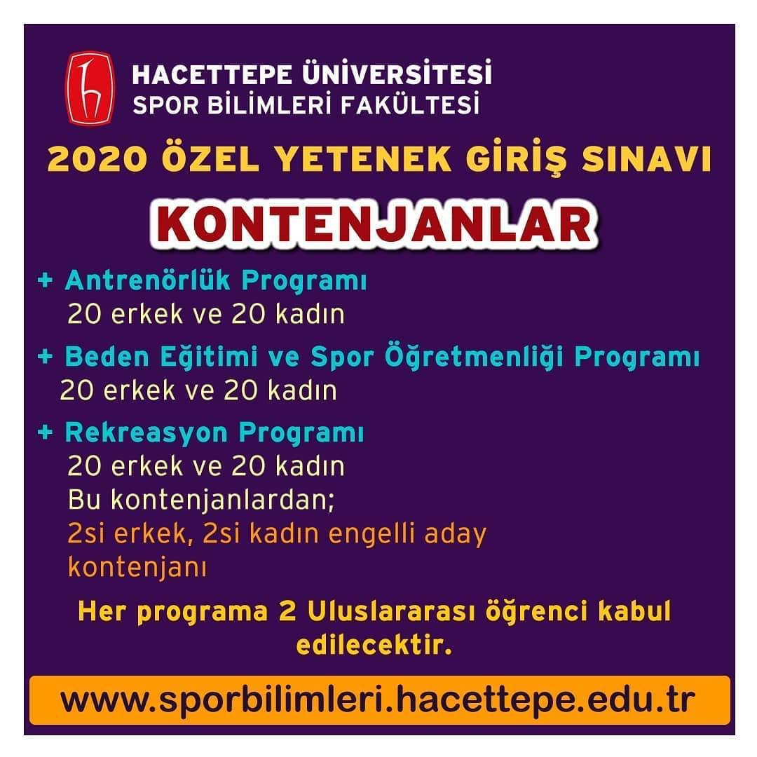 Hacettepe Üniversitesi Özel Yetenek Giriş Sınavı Ön Kayıtları Duyurusu