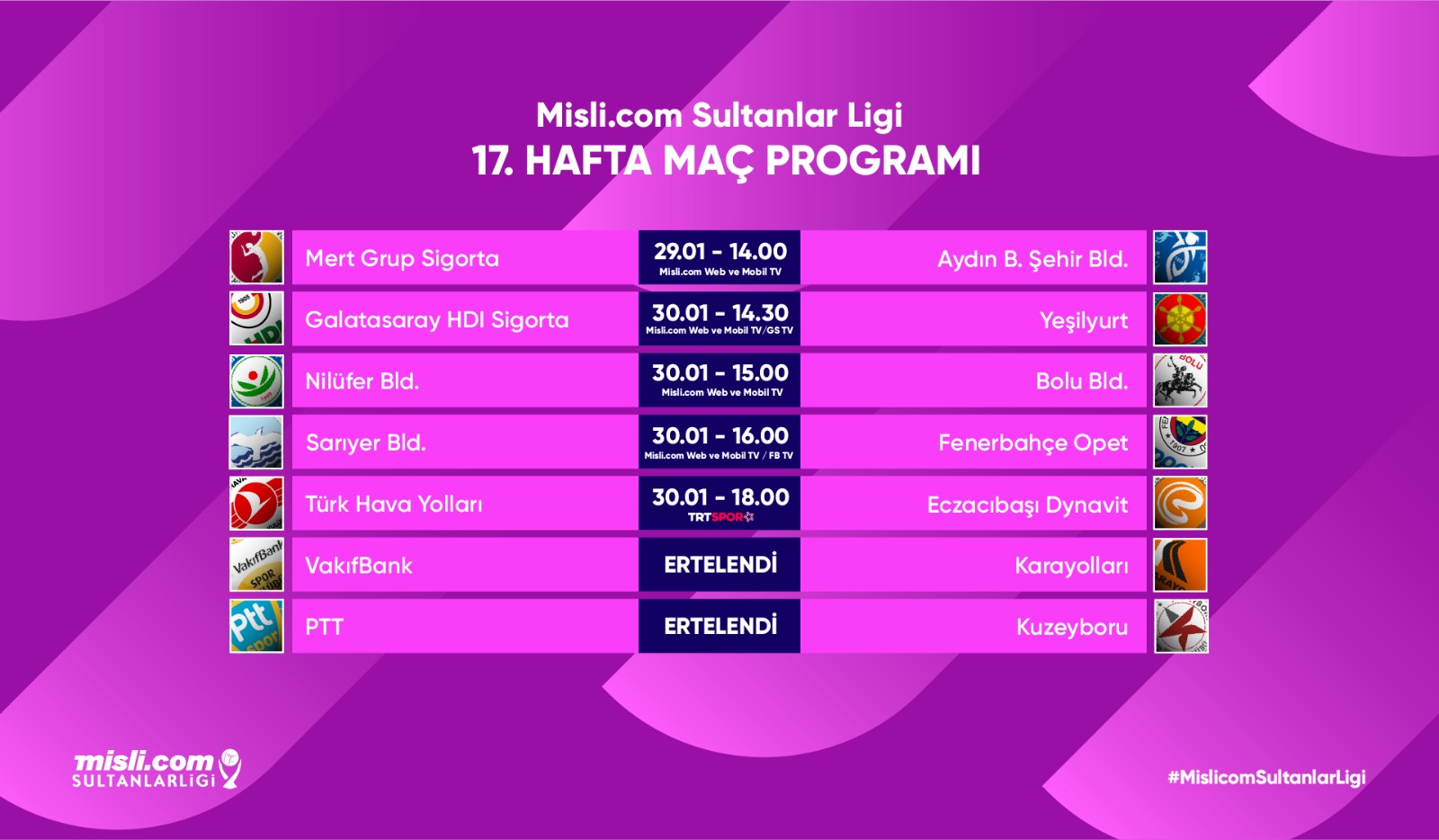 Misli.com Sultanlar Ligi’nde 17. Hafta Başlıyor