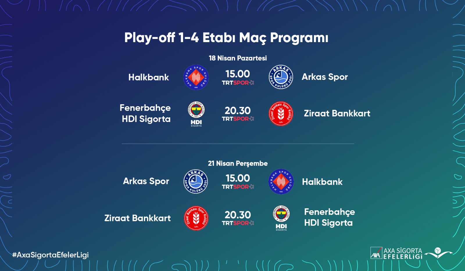 AXA Sigorta Efeler Ligi’nde Play-off 1/4 Etabı Başlıyor