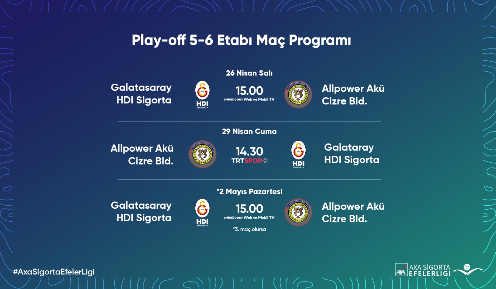 AXA Sigorta Efeler Ligi'nde Play-off 5/6.lık Etabı Başlıyor