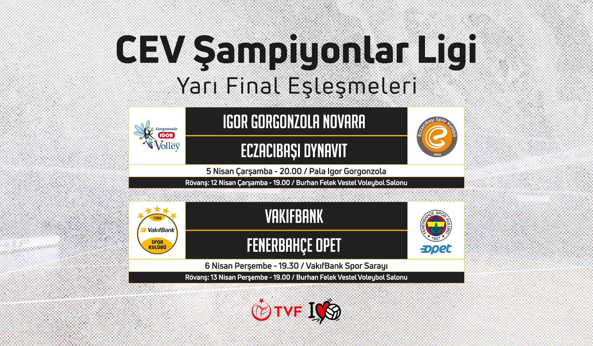 2023 Kadınlar CEV Şampiyonlar Ligi'nde Yarı Final Maç Programı Açıklandı