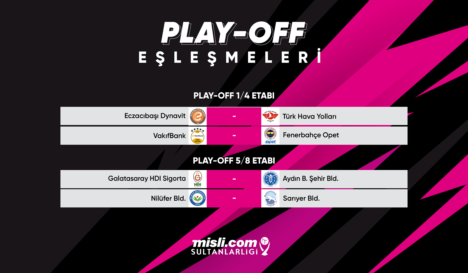 Misli.com Sultanlar Ligi'nde Play-off Eşleşmeleri Belli Oldu