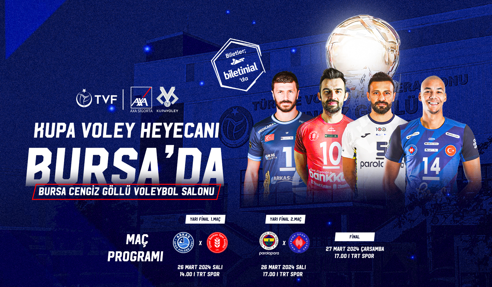 Erkekler AXA Sigorta Kupa Voley’de Final Heyecanı Başlıyor